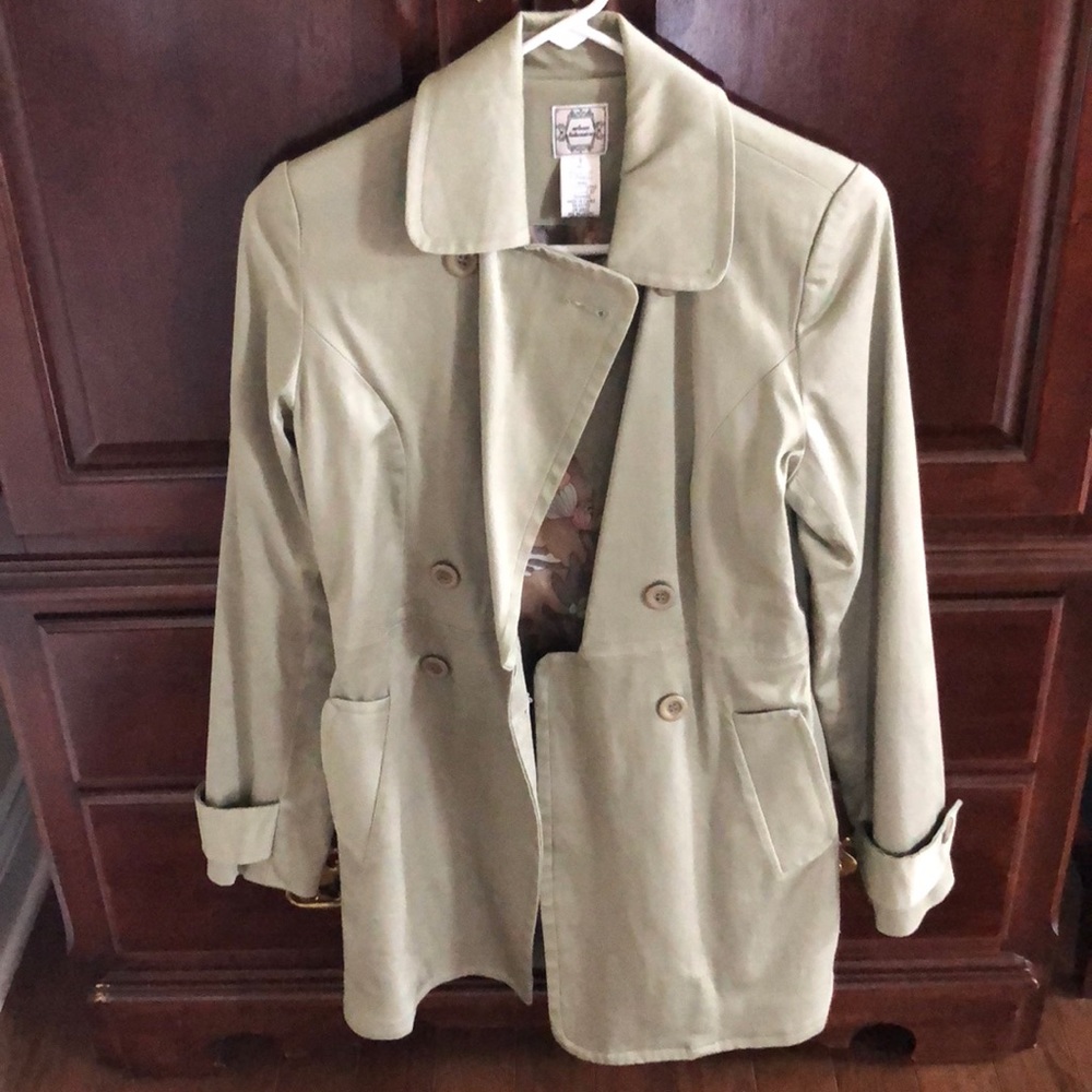 Sage green cotton trench coat